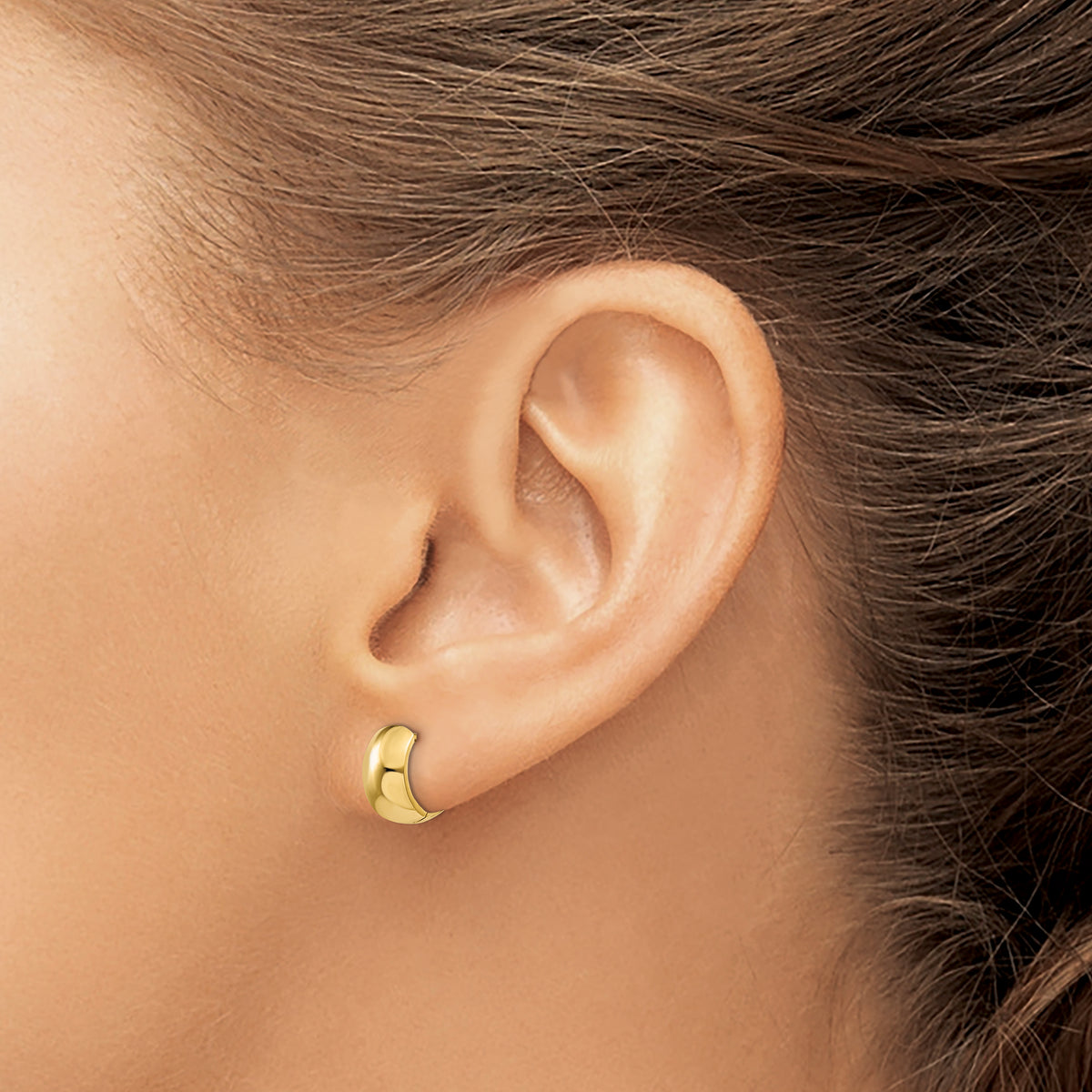 14K Yellow Gold 10mm x 10mm x 6mm Polished Hinged Huggie Hoop Earrings