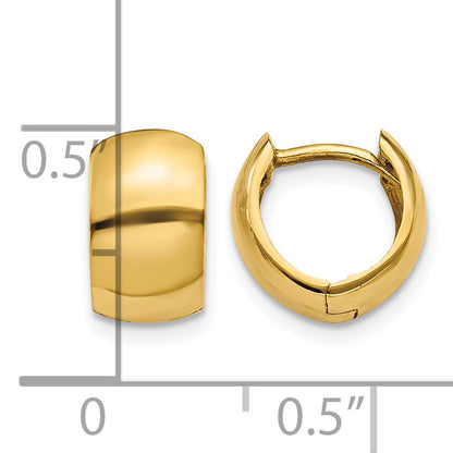 14K Yellow Gold 10mm x 10mm x 6mm Polished Hinged Huggie Hoop Earrings