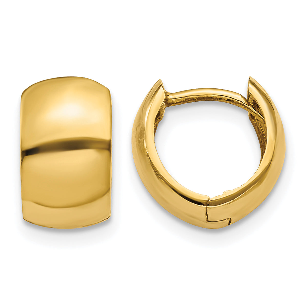 14K Yellow Gold 10mm x 10mm x 6mm Polished Hinged Huggie Hoop Earrings