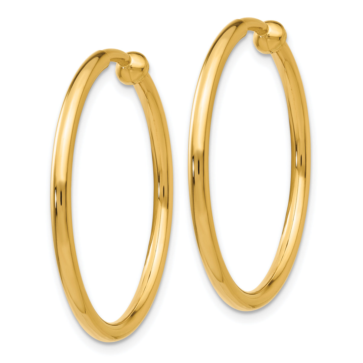 14K Yellow Gold 29mm x 2mm Non Pierced Round Hoop Earrings