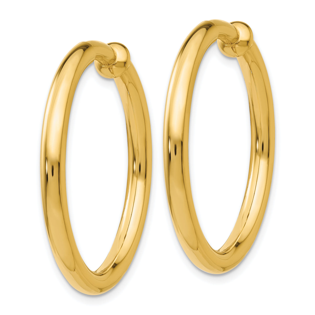 14K Yellow Gold 30mm x 3mm Non Pierced Round Hoop Earrings