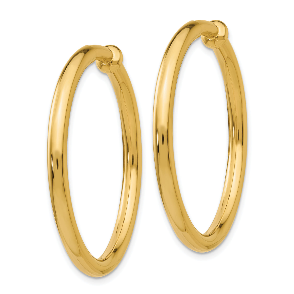 14K Yellow Gold 35mm x 3mm Non Pierced Round Hoop Earrings
