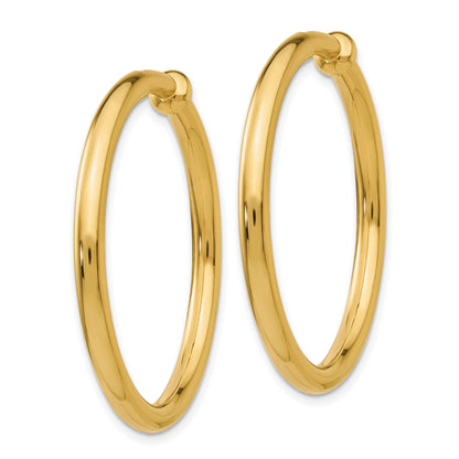 14K Yellow Gold 35mm x 3mm Non Pierced Round Hoop Earrings