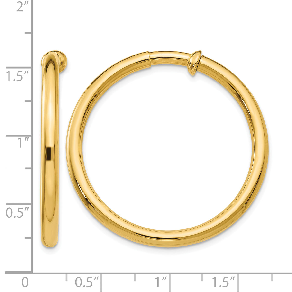 14K Yellow Gold 35mm x 3mm Non Pierced Round Hoop Earrings