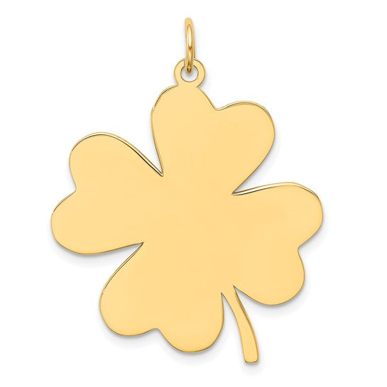 14k yellow gold clover shamrock large pendant charm engraved personalized monogram