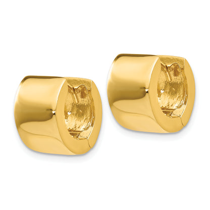 14K Yellow Gold 14mm x 14mm x 9mm Classic Hinged Huggie Hoop Earrings