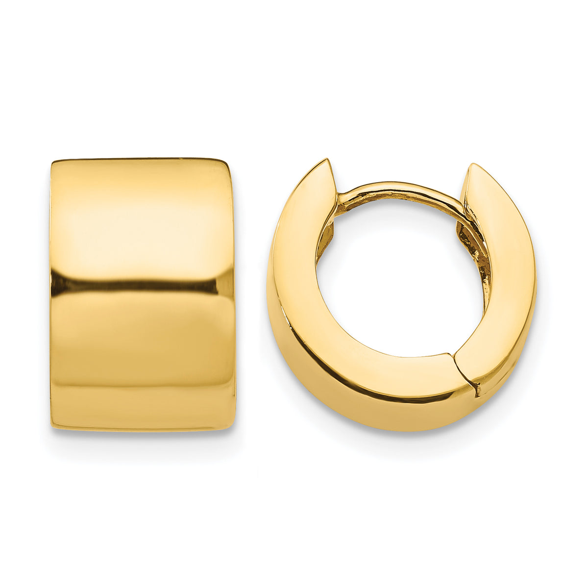 14K Yellow Gold 14mm x 14mm x 9mm Classic Hinged Huggie Hoop Earrings