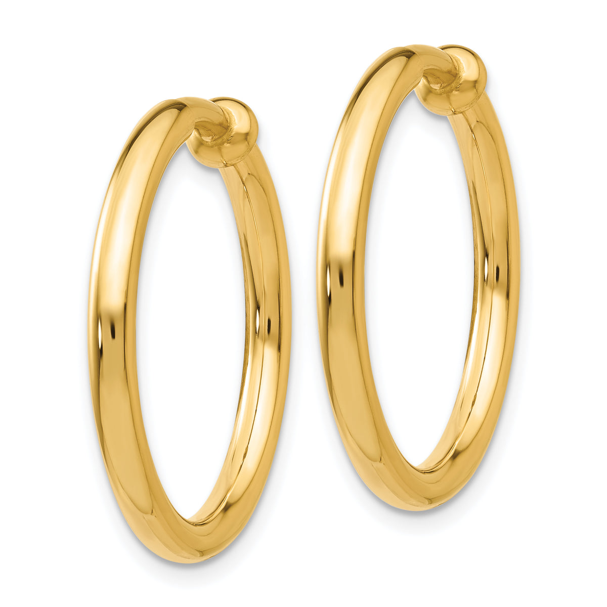 14K Yellow Gold 25mm x 2.5mm Non Pierced Round Hoop Earrings