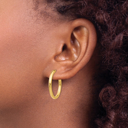 14K Yellow Gold 25mm x 2.5mm Non Pierced Round Hoop Earrings
