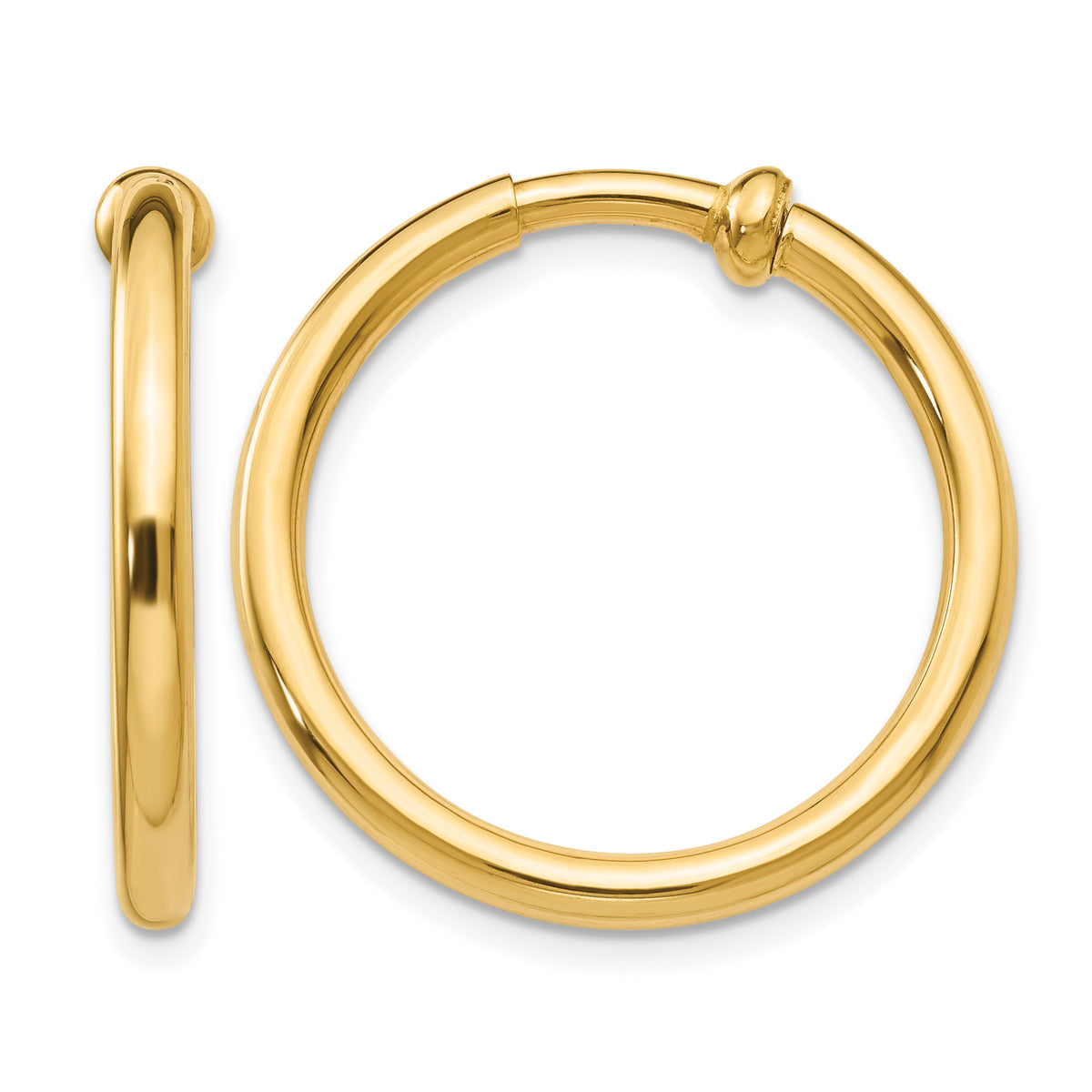 14K Yellow Gold 25mm x 2.5mm Non Pierced Round Hoop Earrings