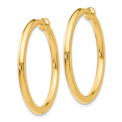 14K Yellow Gold 30mm x 2.5mm Non Pierced Round Hoop Earrings