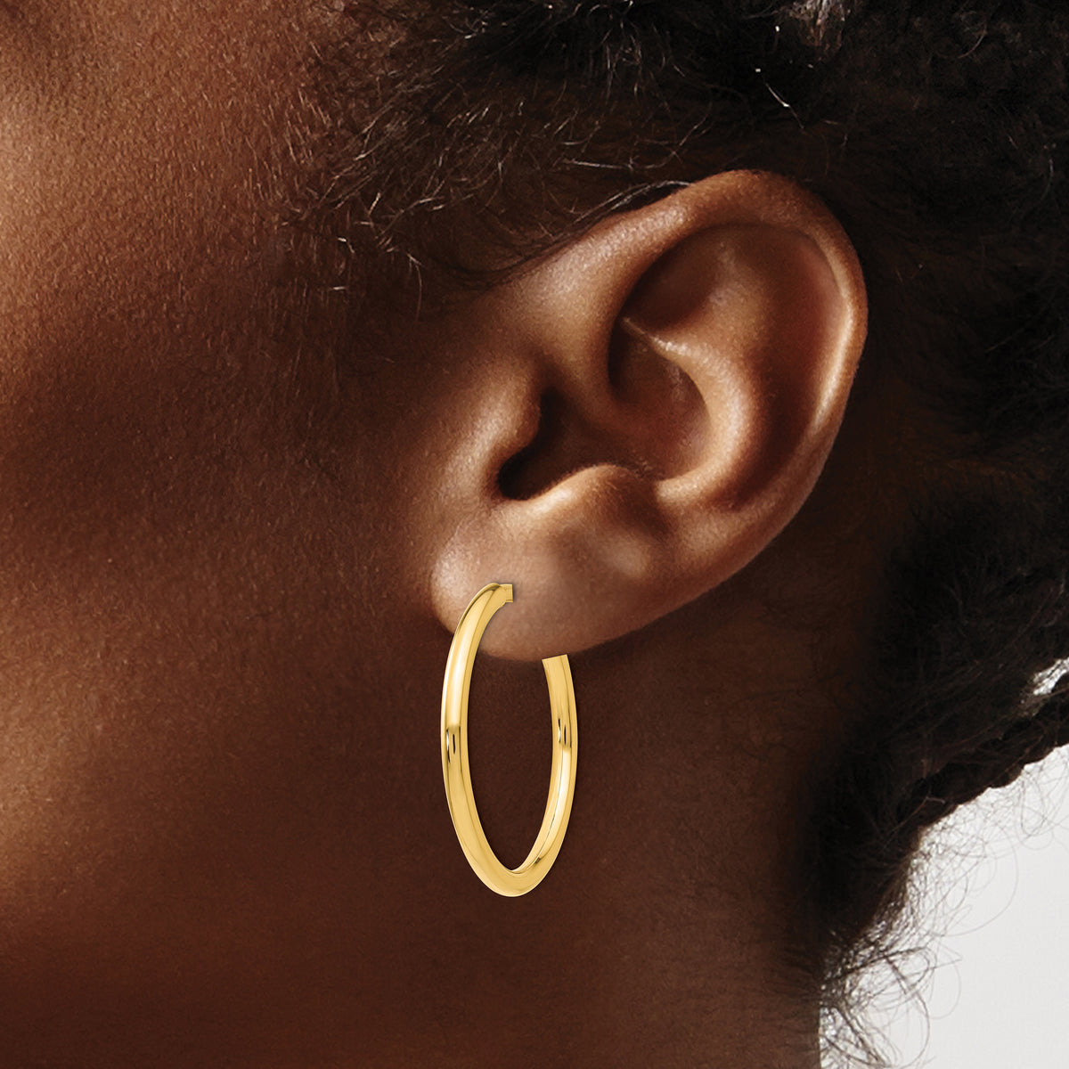 14K Yellow Gold 30mm x 2.5mm Non Pierced Round Hoop Earrings