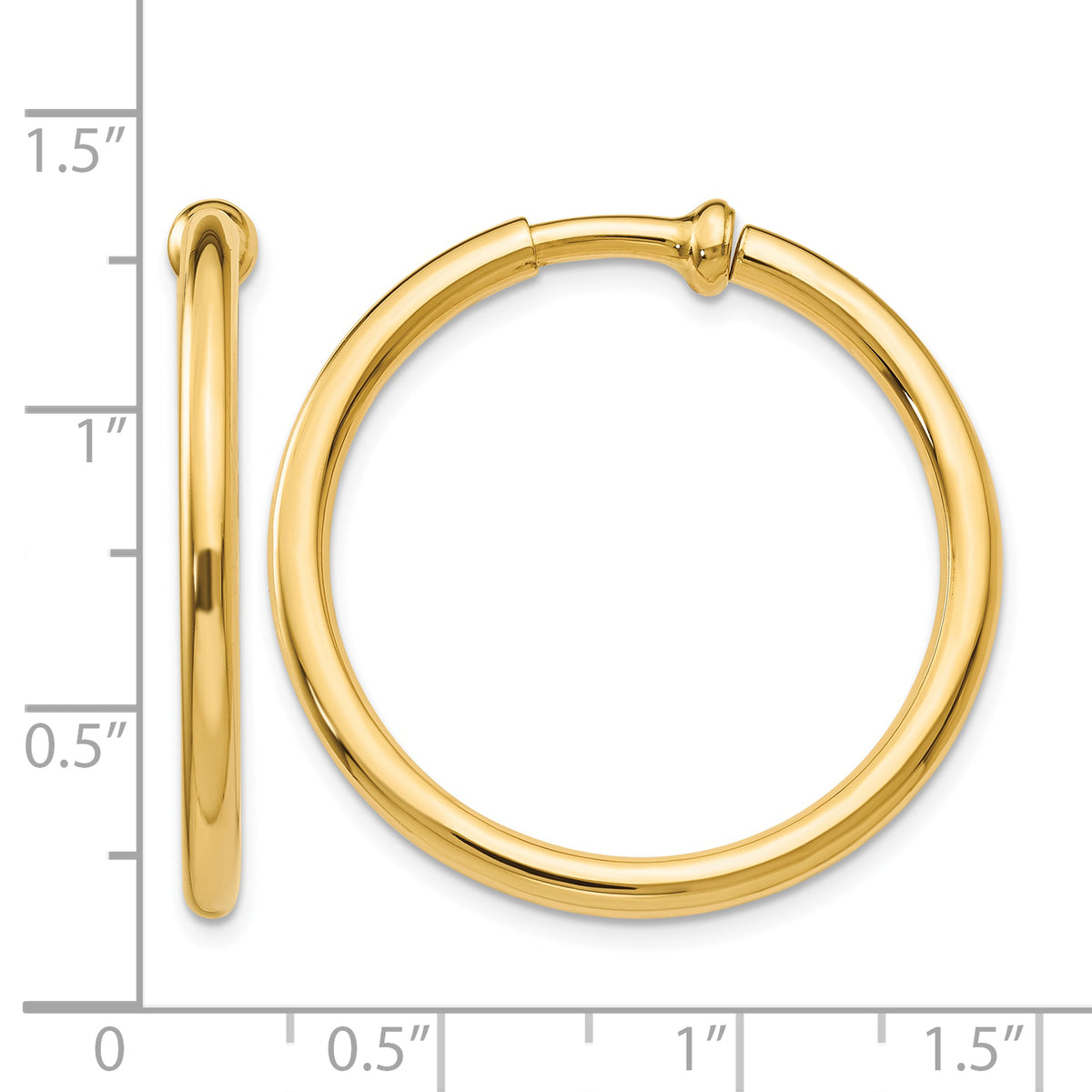 14K Yellow Gold 30mm x 2.5mm Non Pierced Round Hoop Earrings
