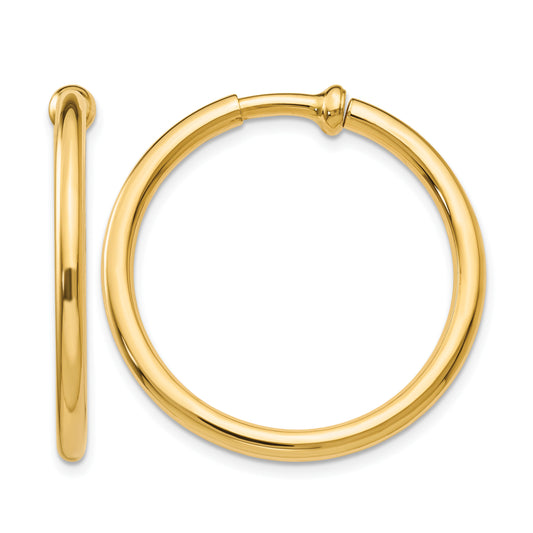 14K Yellow Gold 30mm x 2.5mm Non Pierced Round Hoop Earrings