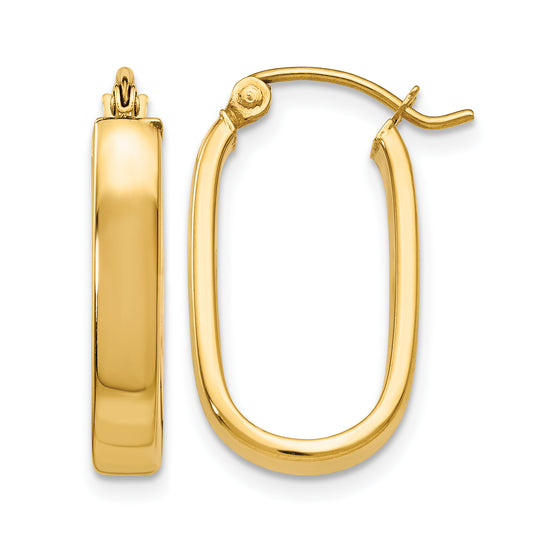 14K Yellow Gold 20.25mm x 11.75mm x 3.5mm Oval Tube Hoop Earrings