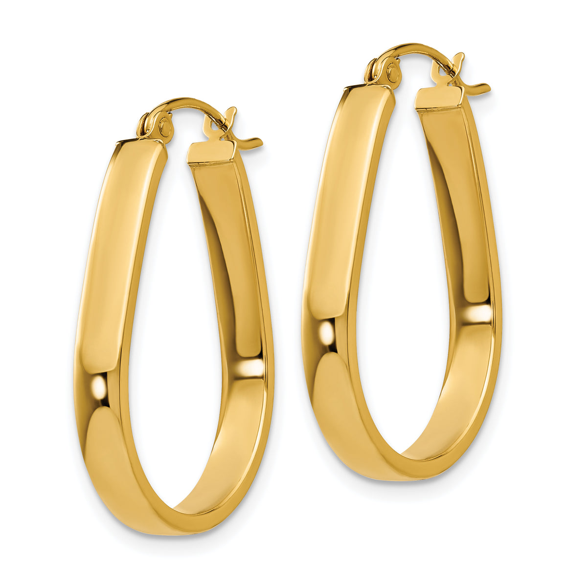 14K Yellow Gold 23mm x 18mm x 3.75mm Classic Oval Hoop Earrings