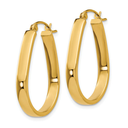 14K Yellow Gold 23mm x 18mm x 3.75mm Classic Oval Hoop Earrings