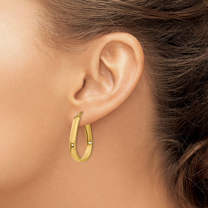 14K Yellow Gold 23mm x 18mm x 3.75mm Classic Oval Hoop Earrings