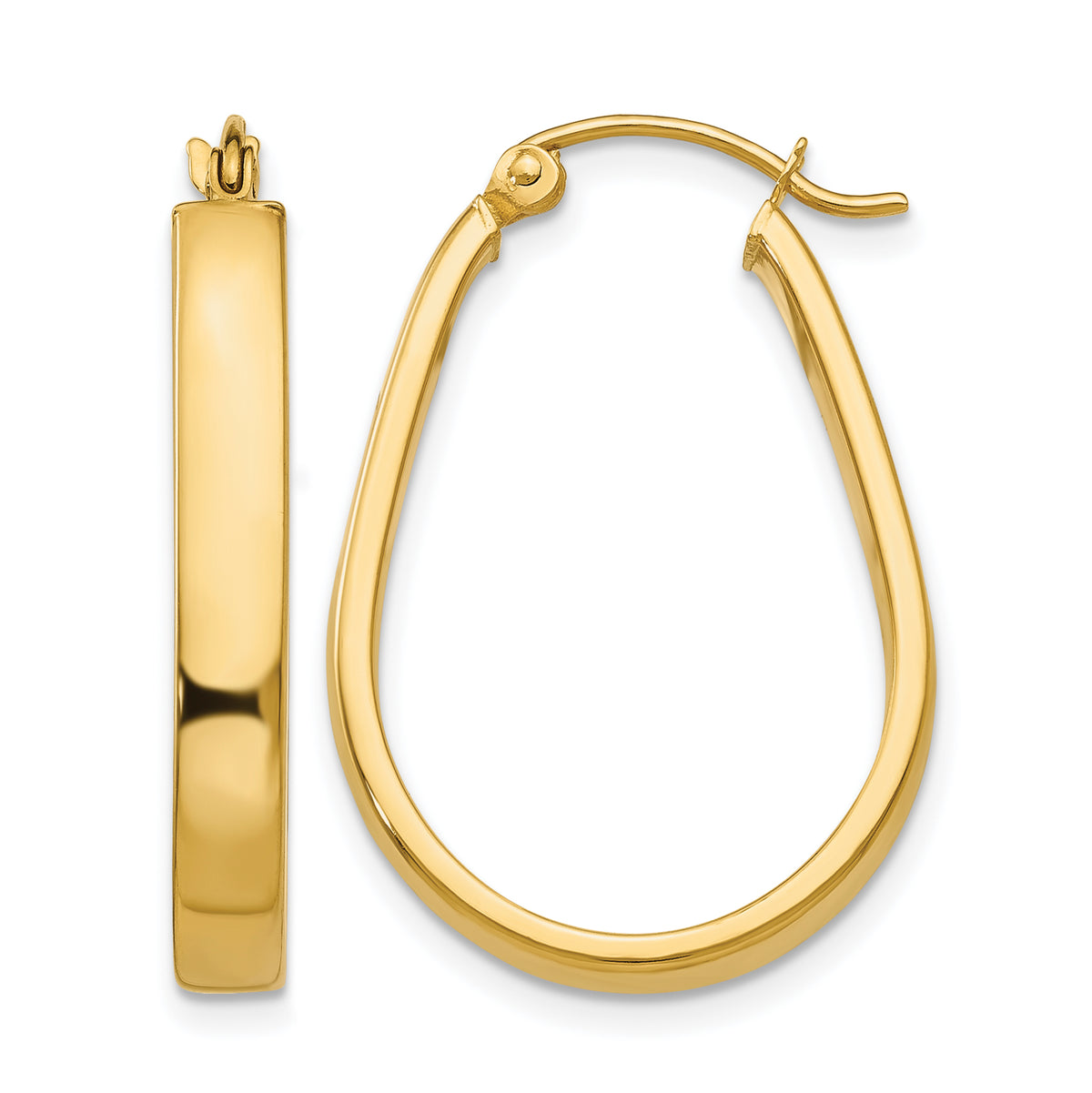 14K Yellow Gold 23mm x 18mm x 3.75mm Classic Oval Hoop Earrings