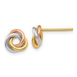 Carregar imagem no visualizador da galeria, 14k Gold Tri Color 7mm Love Knot Post Earrings
