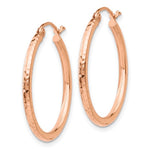 Load image into Gallery viewer, 14K Rose Gold 25mm x 2mm Diamond Cut Round Hoop Earrings
