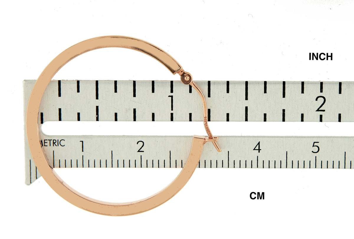 14k rose gold classic square tube round hoop earrings 30mm x 2mm