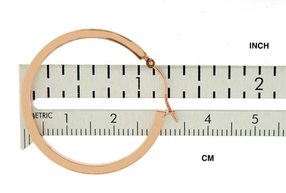 14k rose gold classic square tube round hoop earrings 30mm x 2mm