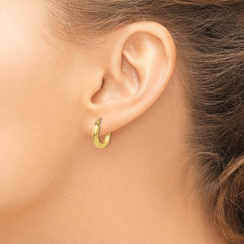 10k yellow gold classic round hoop earrings 14mm x 3mm