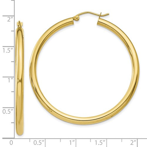 10k yellow gold  classic round hoop earrings 45mm x 3mm