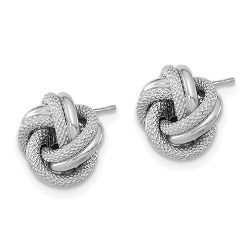 14k white gold 9mm classic love knot earrings post stud earrings