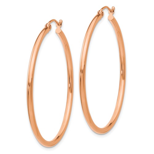 14k rose gold classic round hoop earrings 40mm x 2mm