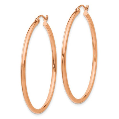 14k rose gold classic round hoop earrings 40mm x 2mm