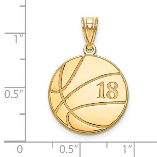 14k 10k Gold Sterling Silver Basketball Personalized Engraved Pendant