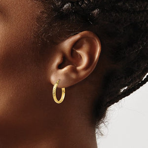 14k Yellow Gold Diamond Cut Round Hoop Earrings 18mm x 2.5mm