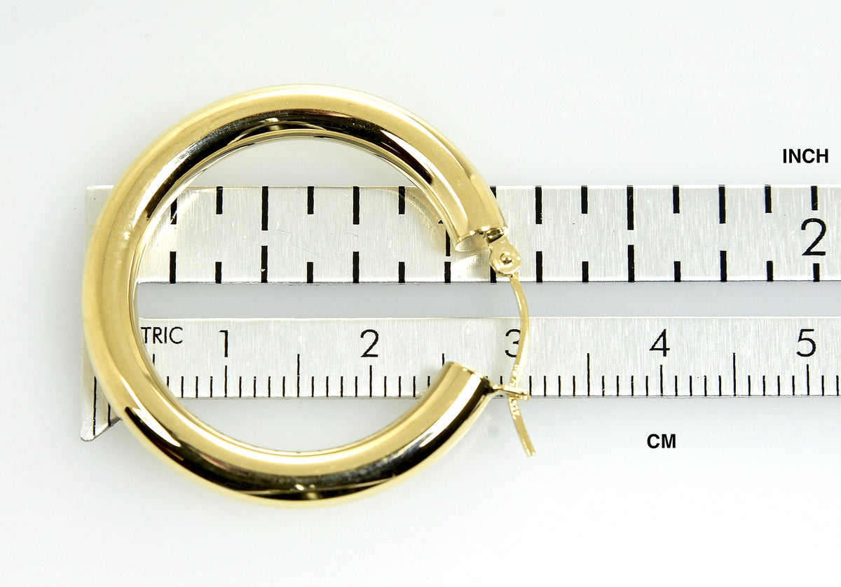 10K Yellow Gold Classic Round Hoop Earrings 30mm x 4mm