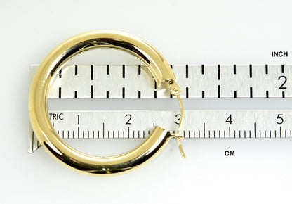 10K Yellow Gold Classic Round Hoop Earrings 30mm x 4mm