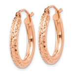 將圖片載入圖庫檢視器 14K Rose Gold Diamond Cut Textured Classic Round Hoop Earrings 20mm x 3mm

