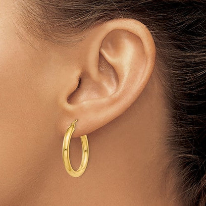 10k yellow gold classic round hoop earrings 25mm x 3mm