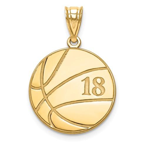 14k 10k Gold Sterling Silver Basketball Personalized Engraved Pendant