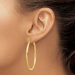 Indlæs billede til gallerivisning 10K Yellow Gold Satin Diamond Cut Round Hoop Earrings 50mm x 3mm
