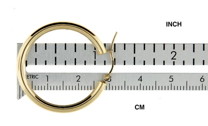 14K Yellow Gold 30mm x 3mm Lightweight Classic Round Hoop Earrings