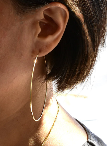 10k yellow gold extra large round endless hoop earrings 68mm x 2mm