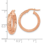 Загрузить изображение в средство просмотра галереи, 14k Rose Gold Diamond Cut Inside Outside Round Hoop Earrings 19mm x 3.75mm
