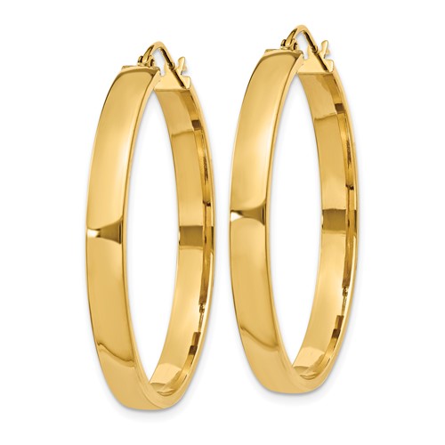 10k yellow gold classic square tube round hoop earrings 35mm x 4mm