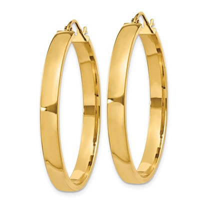 10k yellow gold classic square tube round hoop earrings 35mm x 4mm