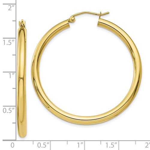 10k yellow gold classic round hoop earrings 41mm x 3mm