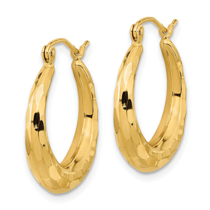 14K Yellow Gold 22mm x 20.5mm x 3.5mm Diamond Cut Tapered Hoop Earrings