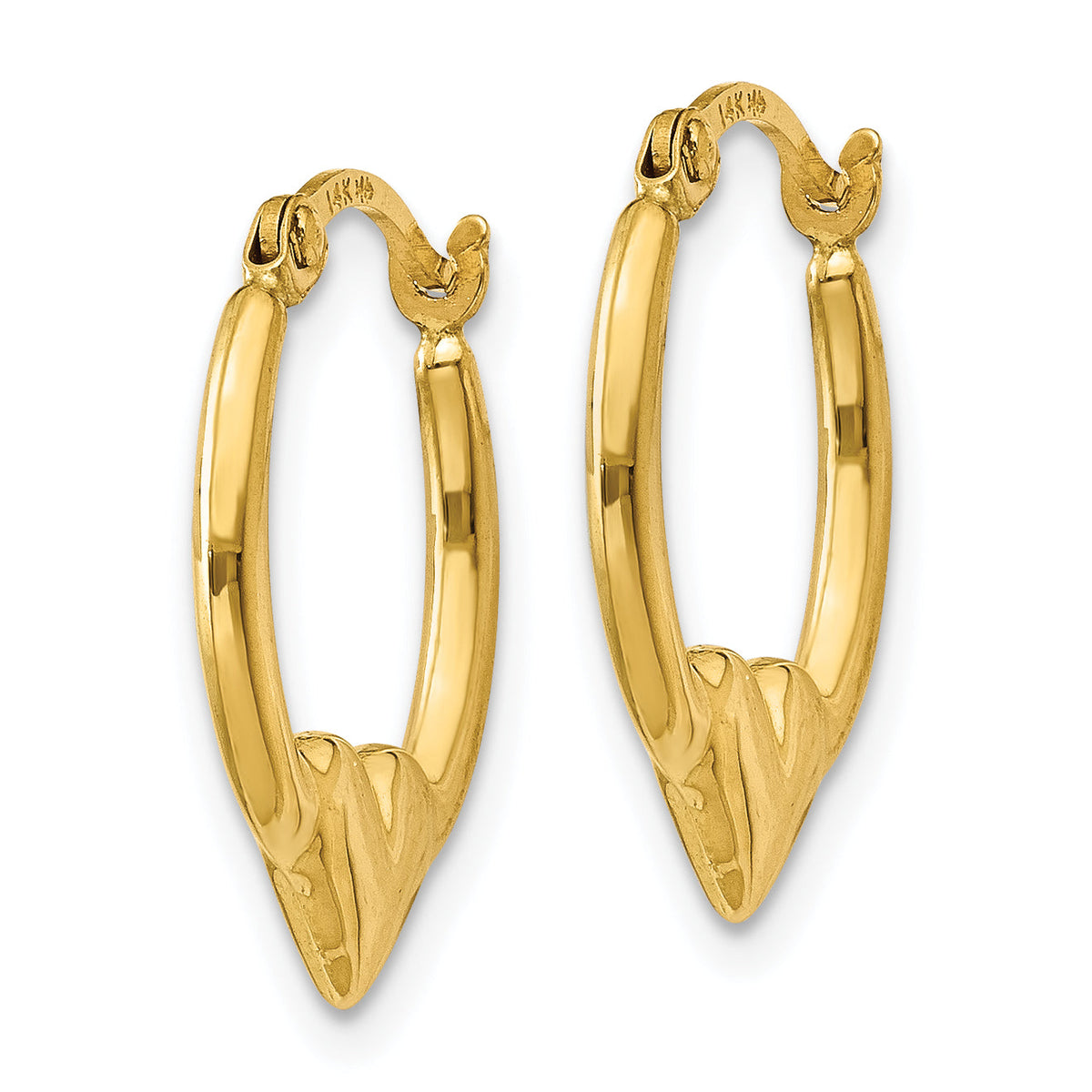 14K Yellow Gold 16mm x 13mm x 2.75mm Heart Hoop Earrings