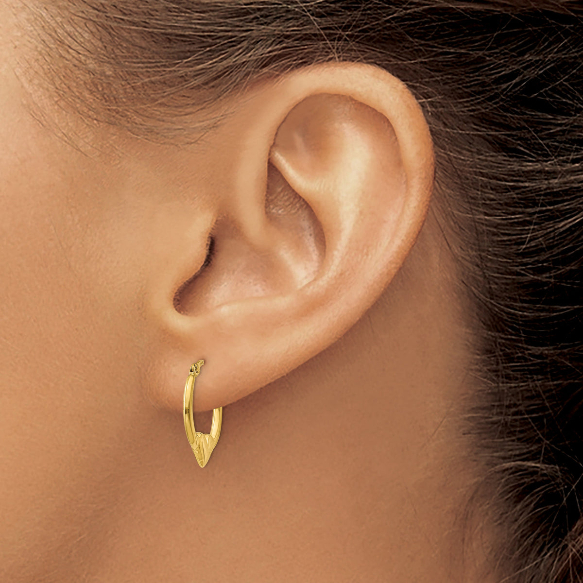 14K Yellow Gold 16mm x 13mm x 2.75mm Heart Hoop Earrings