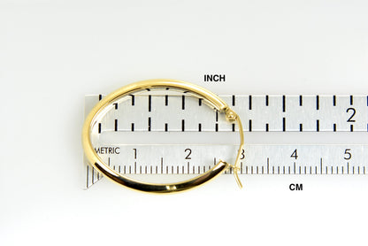 14K Yellow Gold 30mm x 22mm x 3.5mm Classic Modern Oval Hoop Earrings